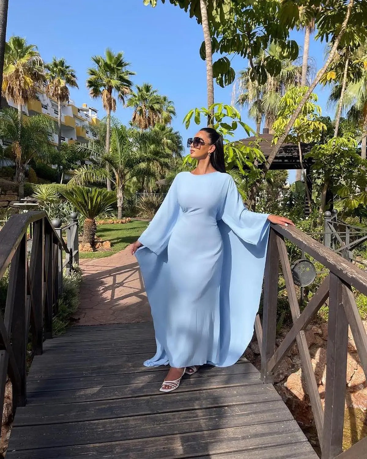 Elegant High-Waist Round Neck Long Dress