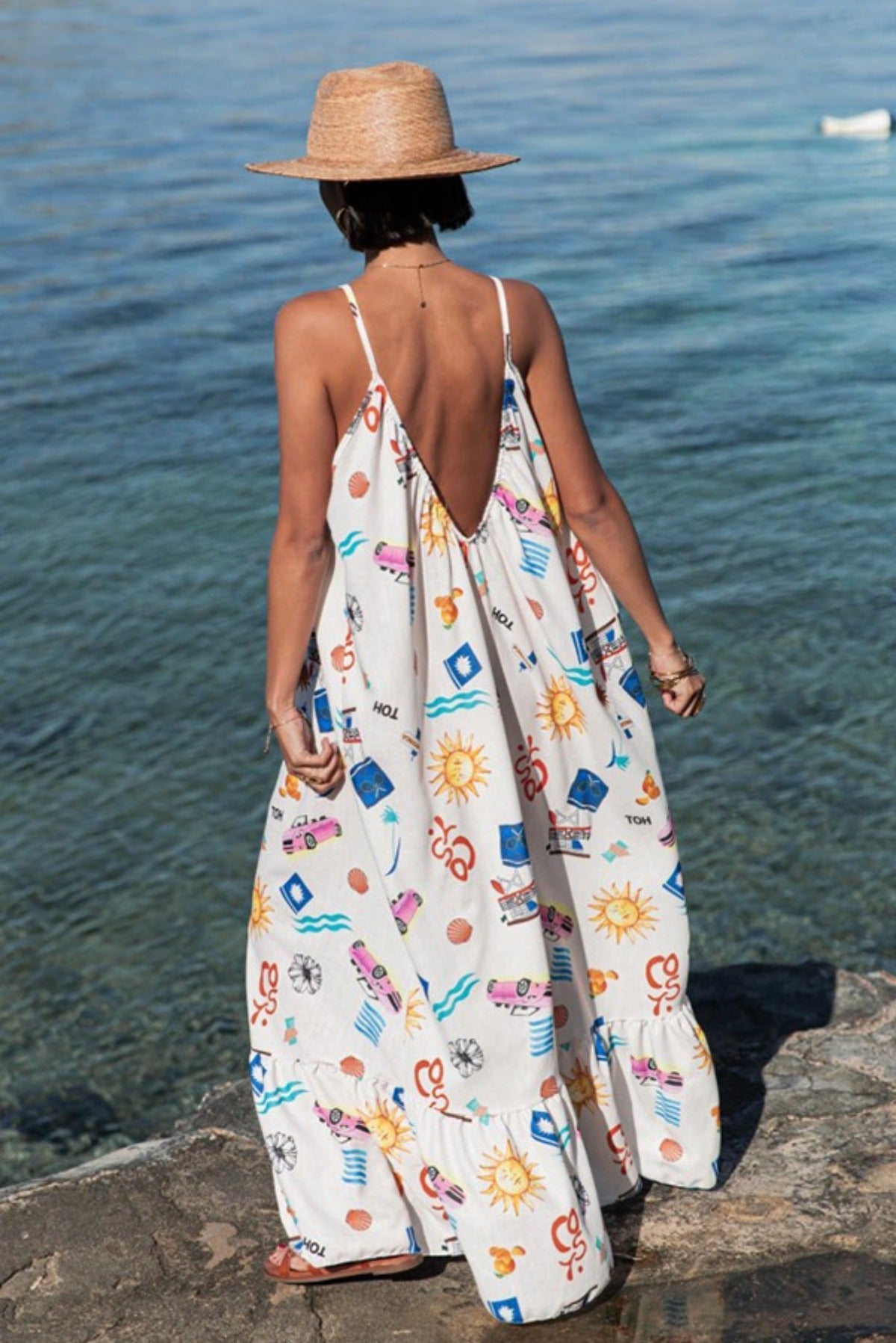 Floral Print Long A-Line Skirt with Sleeveless Top