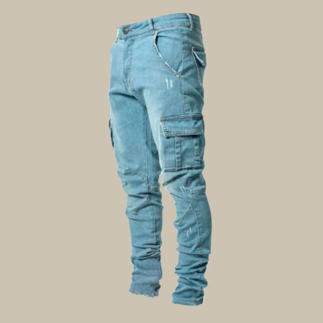 Men's Stretch Cargo Jeans with Tapered Fit