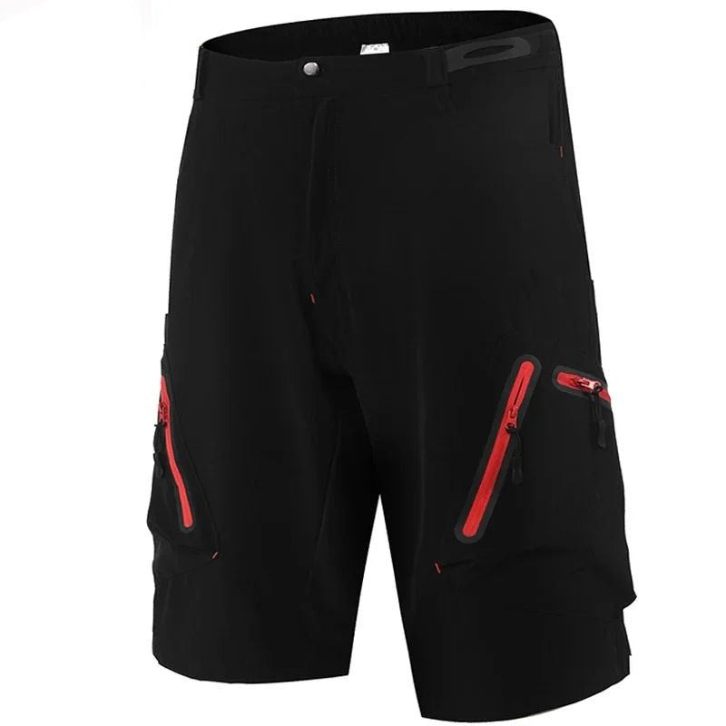 Men’s Mountain Bike Shorts with Zippered Pockets and Adjustable Waist
