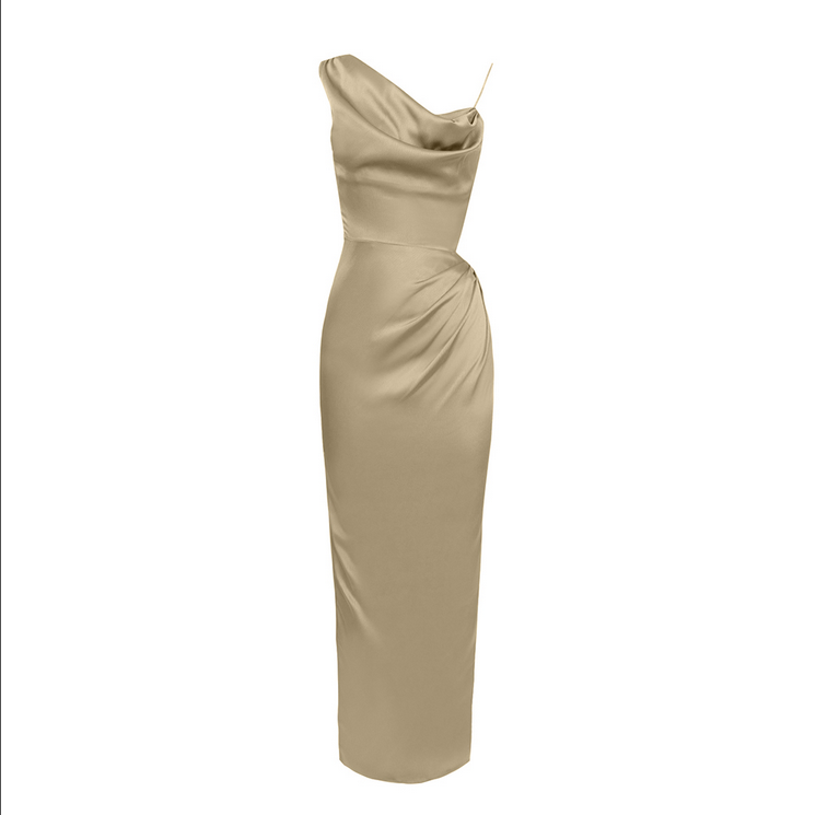 Chic Chocolate Brown Asymmetrical Maxi Dress