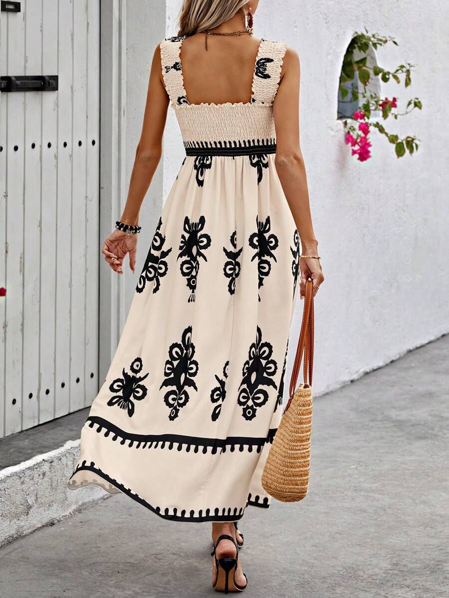 Elegant Apricot Sleeveless Maxi Dress