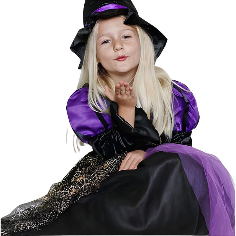 Girls LED Light-Up Purple Witch Costume Set