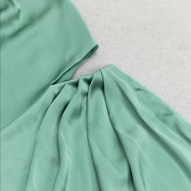 Asymmetrical Khaki Maxi Dress with High Slit