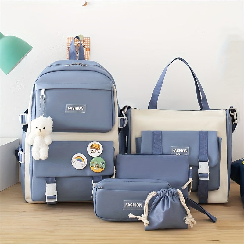 5-Piece Backpack Set with Minimalist Design – Includes Matching Accessories