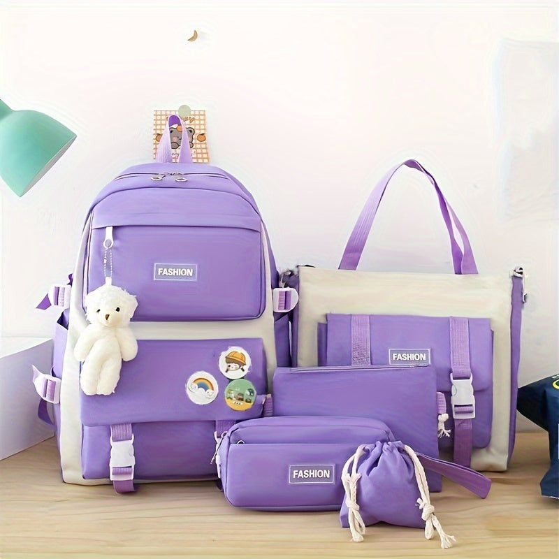 5-Piece Backpack Set with Minimalist Design – Includes Matching Accessories
