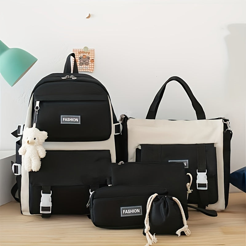 5-Piece Backpack Set with Minimalist Design – Includes Matching Accessories