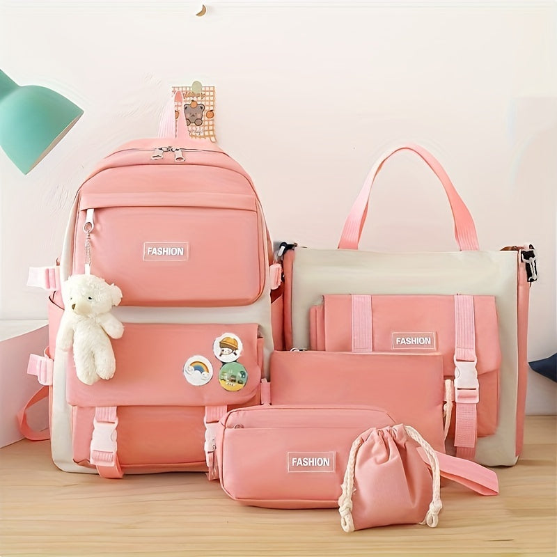 5-Piece Backpack Set with Minimalist Design – Includes Matching Accessories