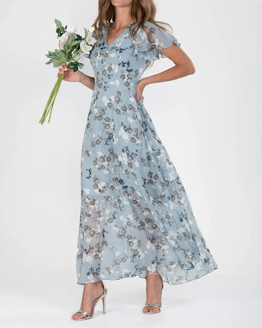Chic Floral Chiffon Maxi Dress for Summer