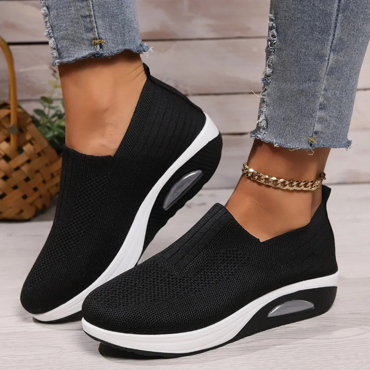 Lightweight Slip-On Walking Sneakers with Breathable Mesh Upper