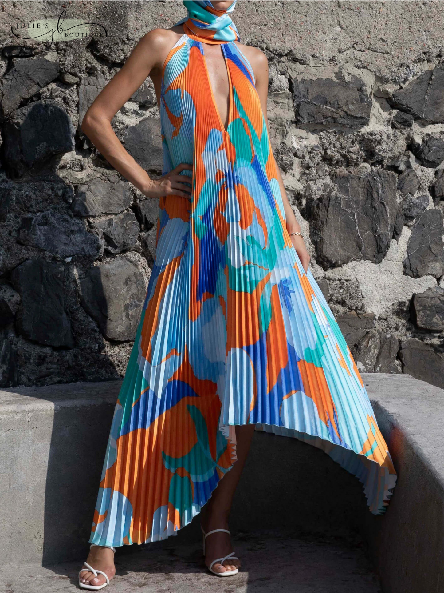 Vibrant Halter Neck Maxi Dress
