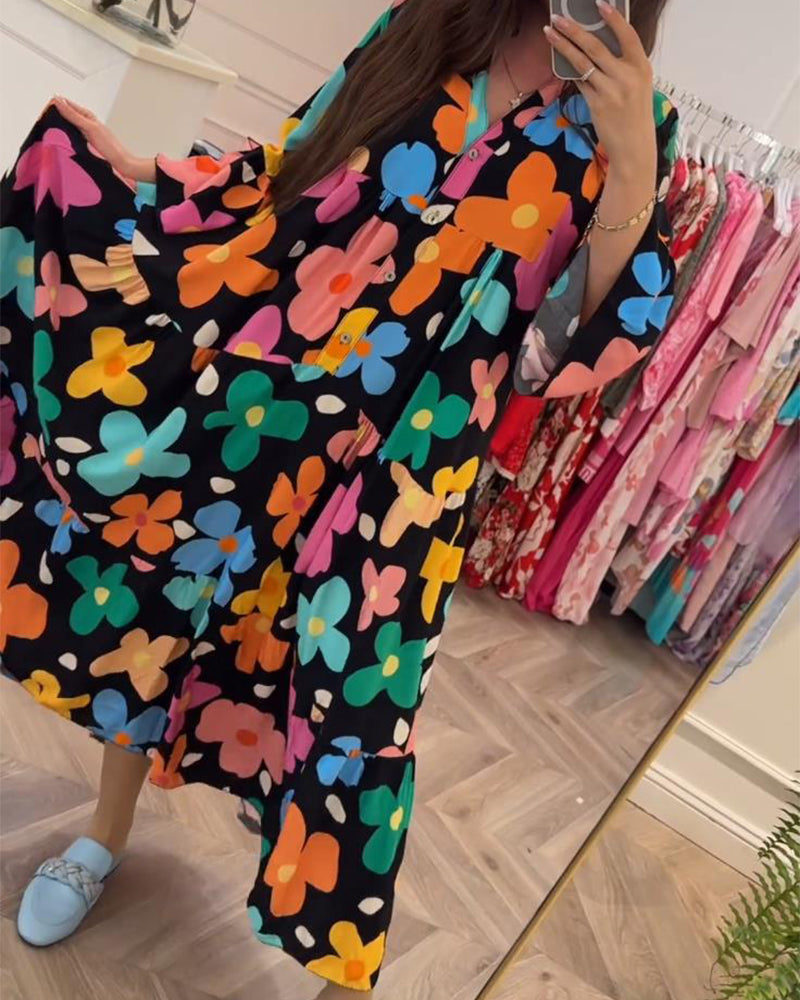 Chic Noa™ Floral Maxi Dress with Bell Sleeves