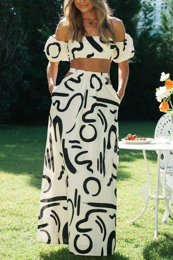 Chic Off-Shoulder Crop Top & Maxi Skirt Set