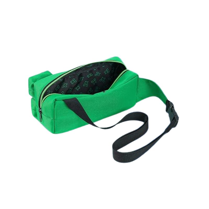 Green Pixel-Inspired Sling Bag with Adjustable Strap