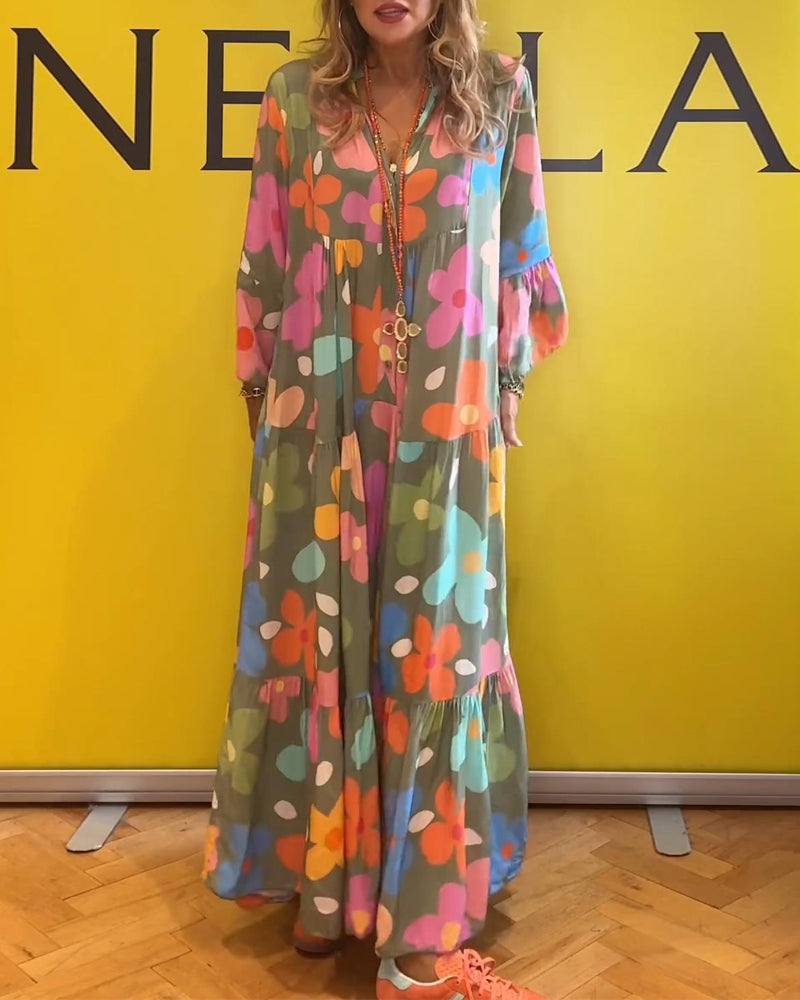 Chic Noa™ Floral Maxi Dress with Bell Sleeves