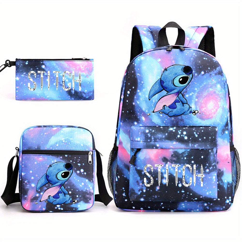 3-Piece Galaxy-Inspired Backpack Set with Character Design