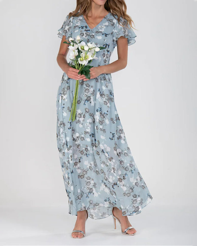 Chic Floral Chiffon Maxi Dress for Summer