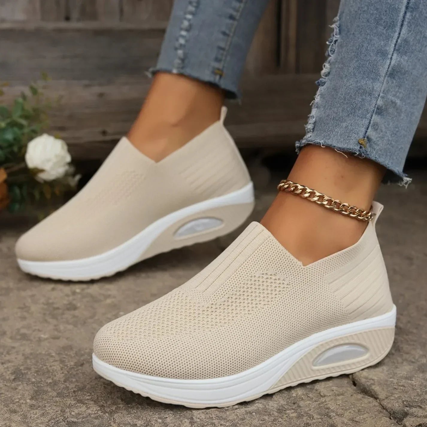 Lightweight Slip-On Walking Sneakers with Breathable Mesh Upper