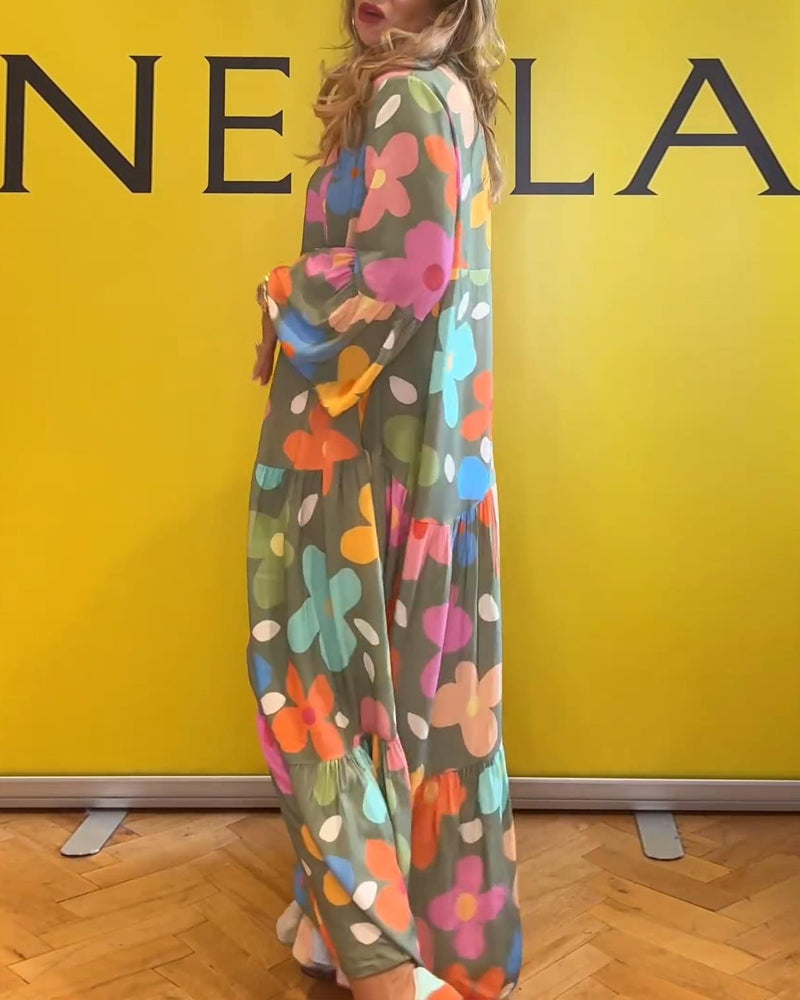 Chic Noa™ Floral Maxi Dress with Bell Sleeves