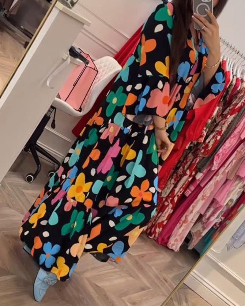 Chic Noa™ Floral Maxi Dress with Bell Sleeves