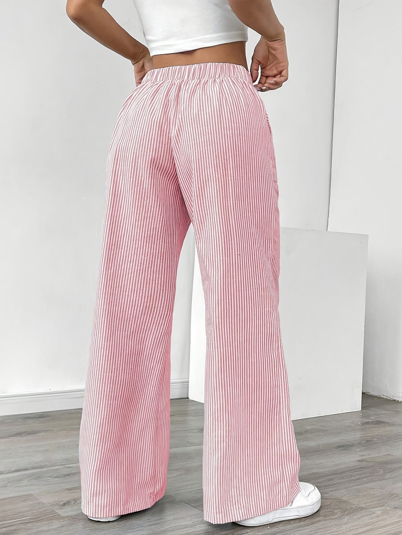 Striped Wide Leg Casual Pants for Women
