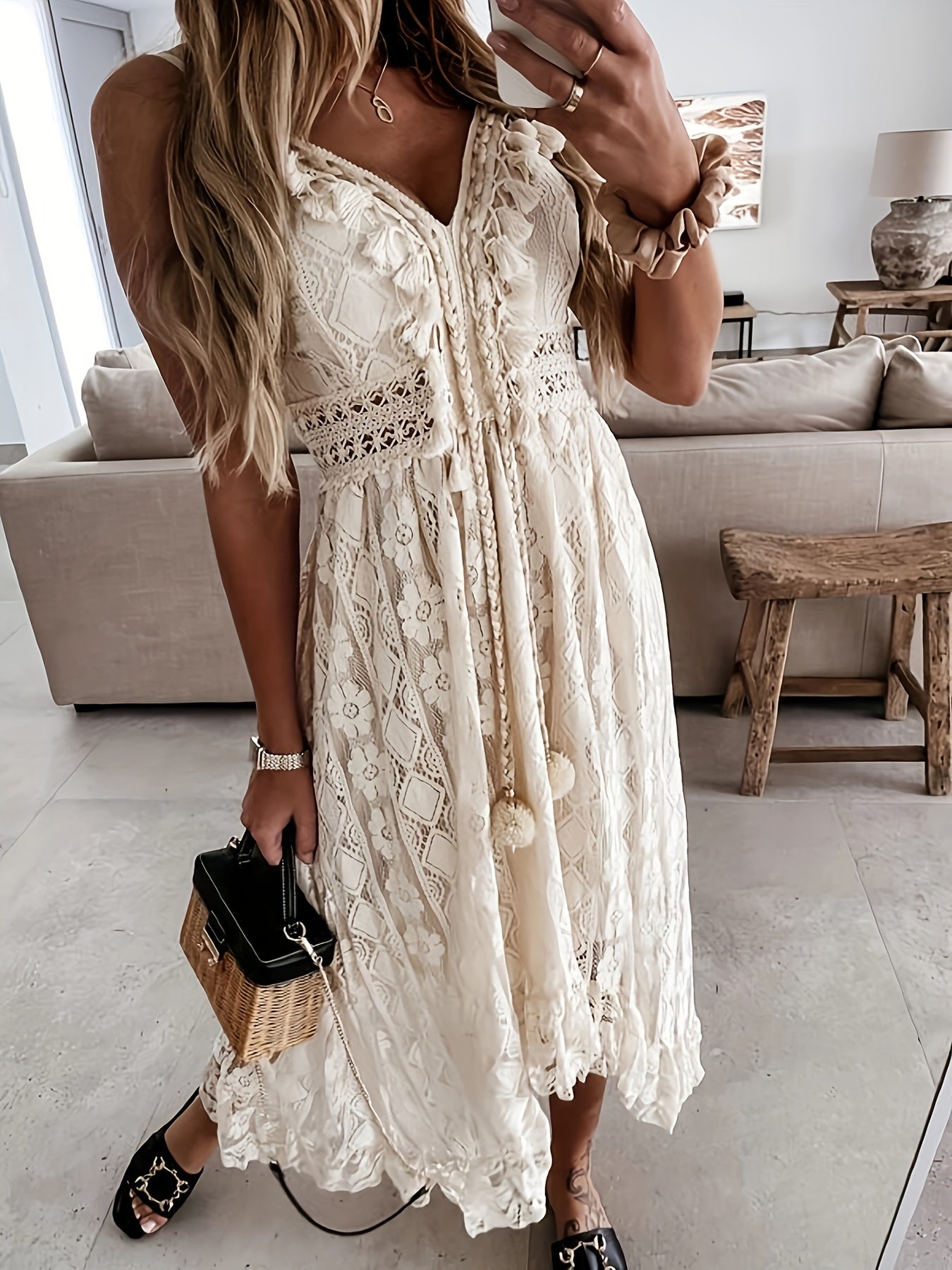 Cutout Maxi Dress with Tassels