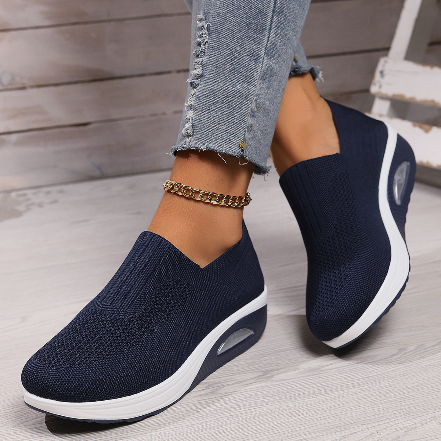 Lightweight Slip-On Walking Sneakers with Breathable Mesh Upper