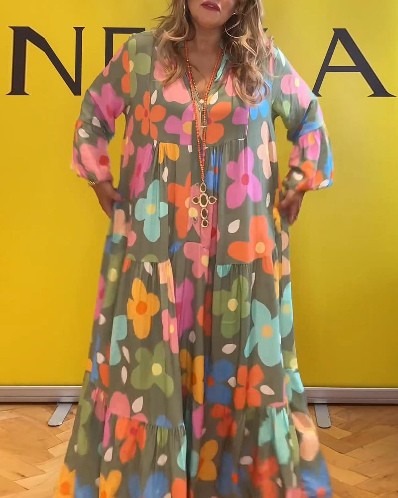 Chic Noa™ Floral Maxi Dress with Bell Sleeves