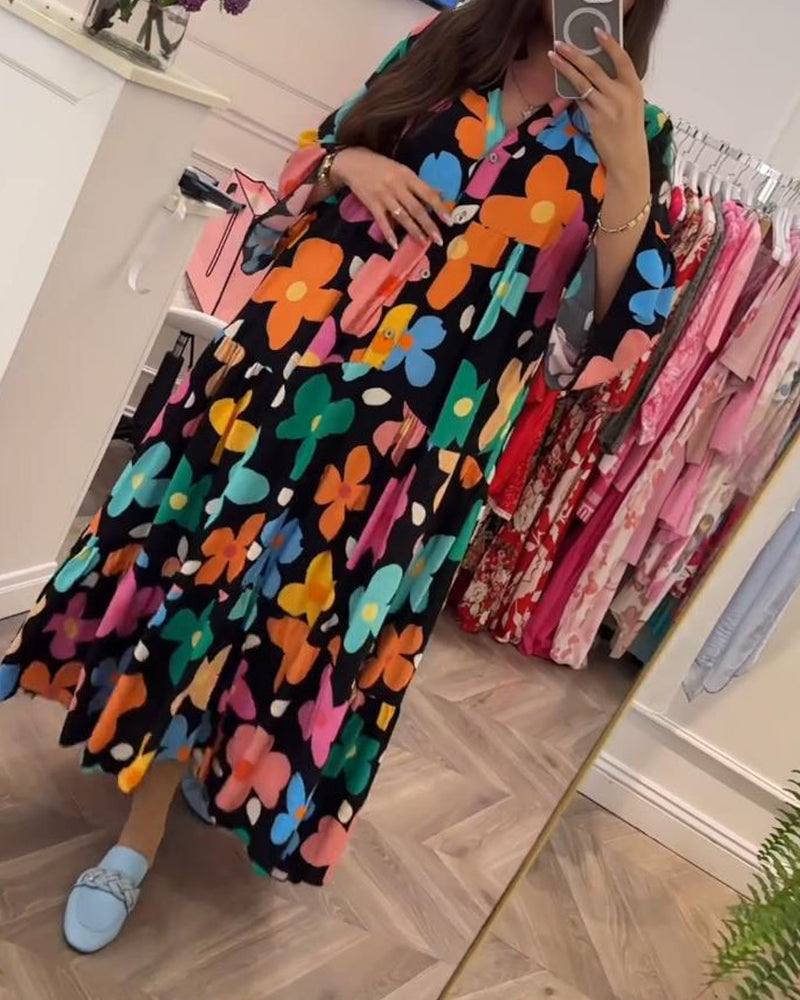 Chic Noa™ Floral Maxi Dress with Bell Sleeves