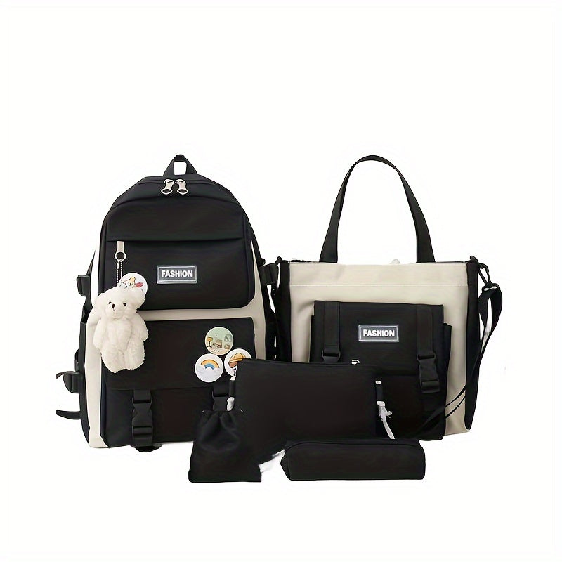 5-Piece Backpack Set with Minimalist Design – Includes Matching Accessories