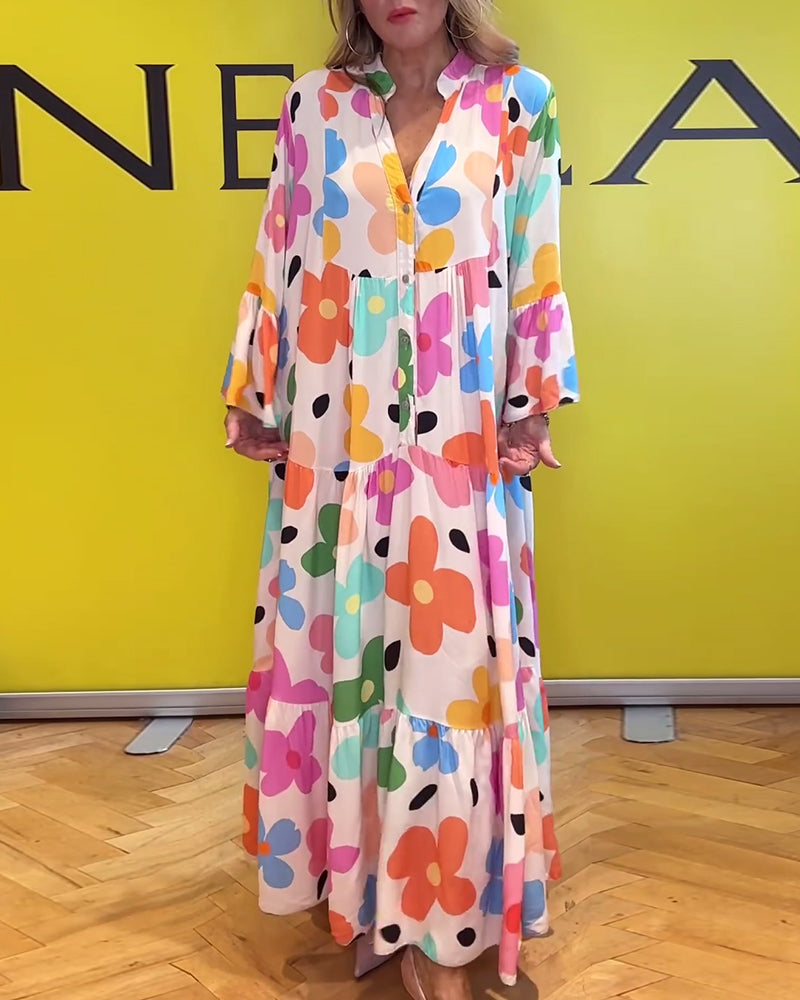 Chic Noa™ Floral Maxi Dress with Bell Sleeves