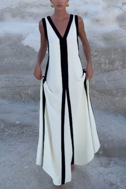 Chic Reversible Maxi Dress with Piano Keys