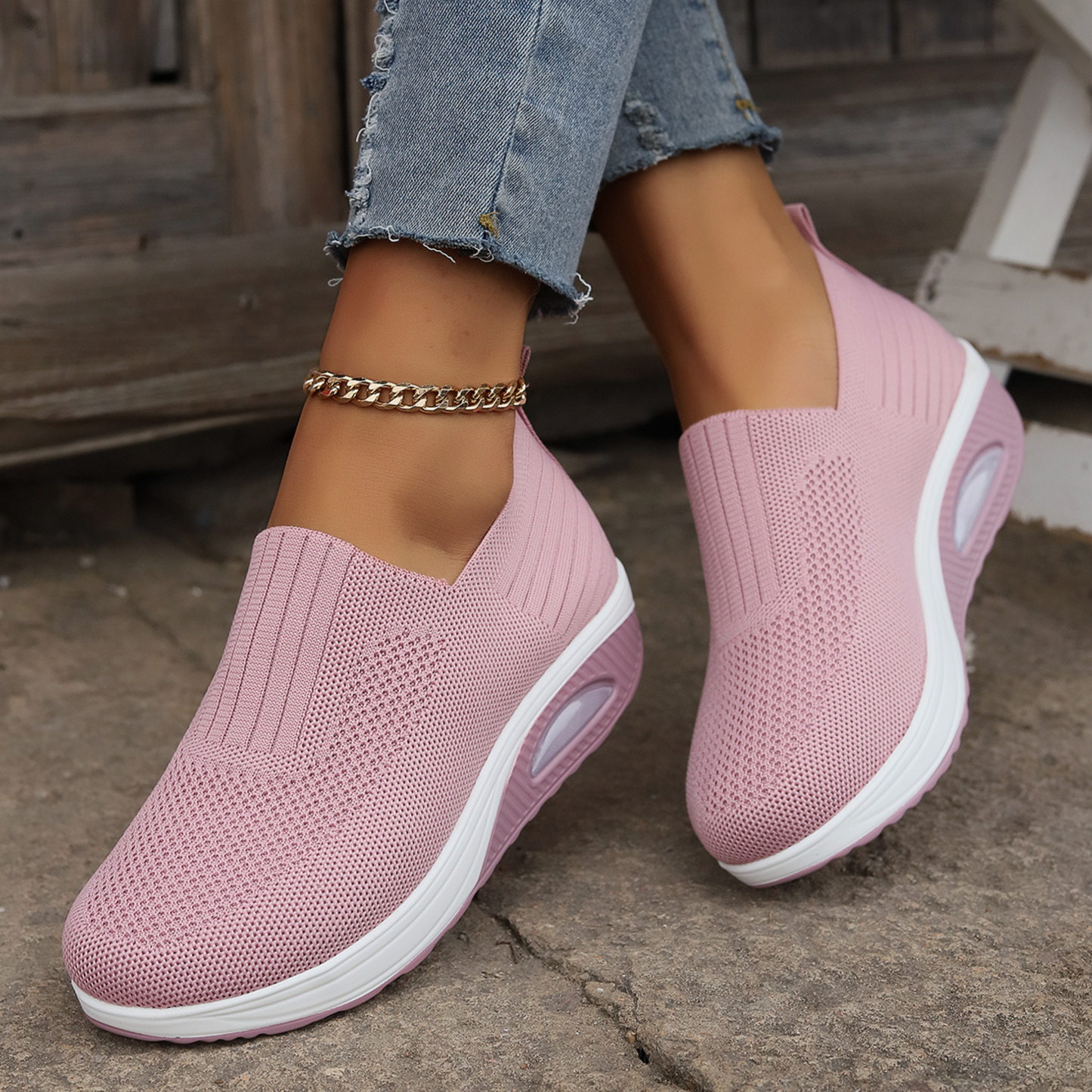 Lightweight Slip-On Walking Sneakers with Breathable Mesh Upper