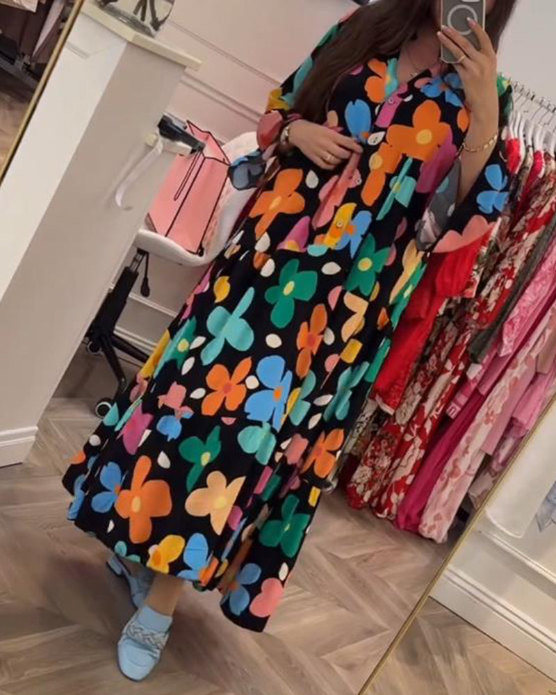 Chic Noa™ Floral Maxi Dress with Bell Sleeves