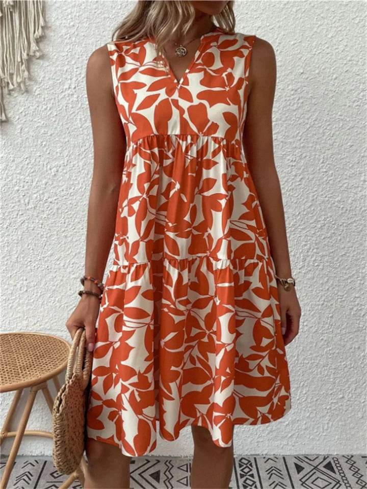 Women's Sleeveless Printed A-Line Summer Dress