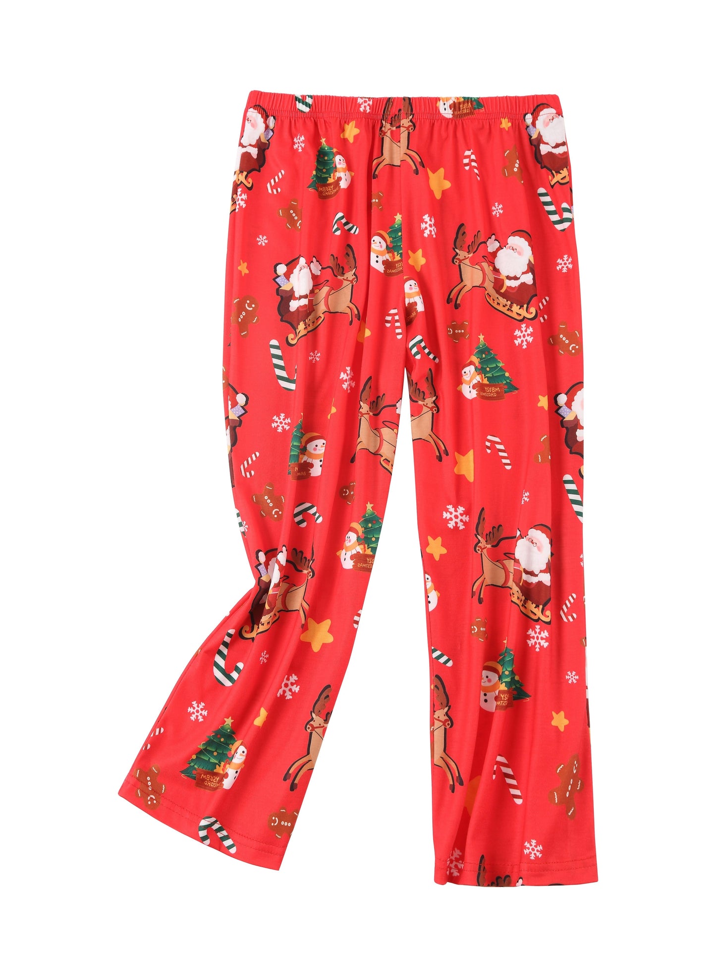 Plus Size Christmas Pajama Set with V-Neck Top and Printed Pants