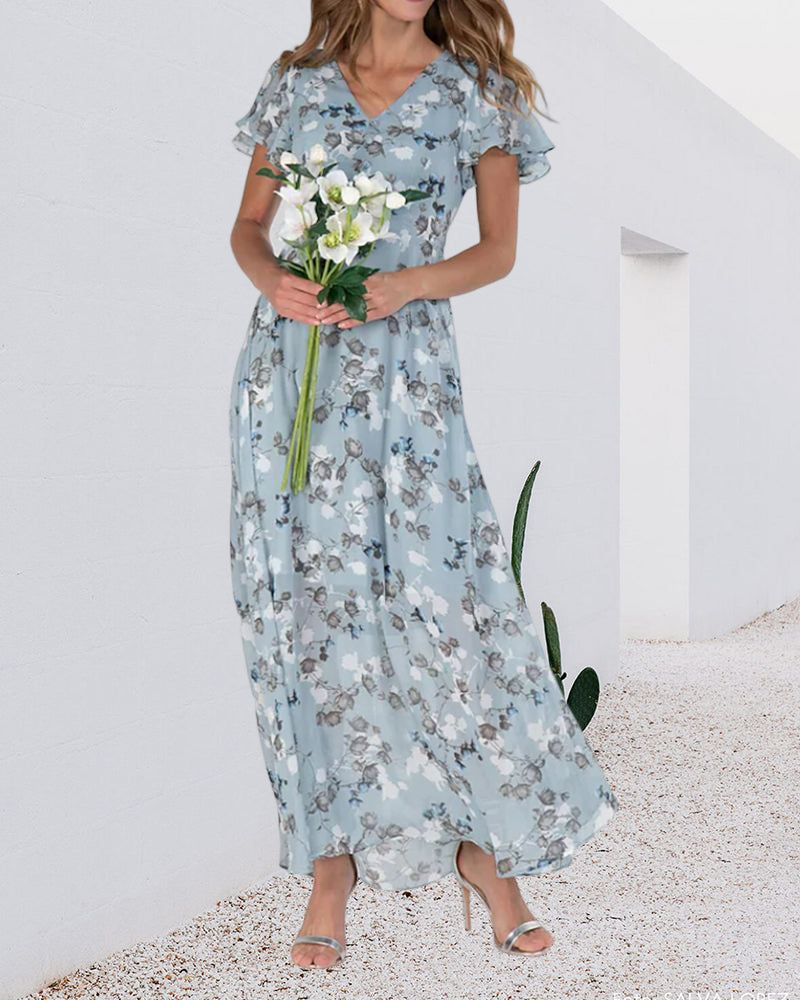 Chic Floral Chiffon Maxi Dress for Summer