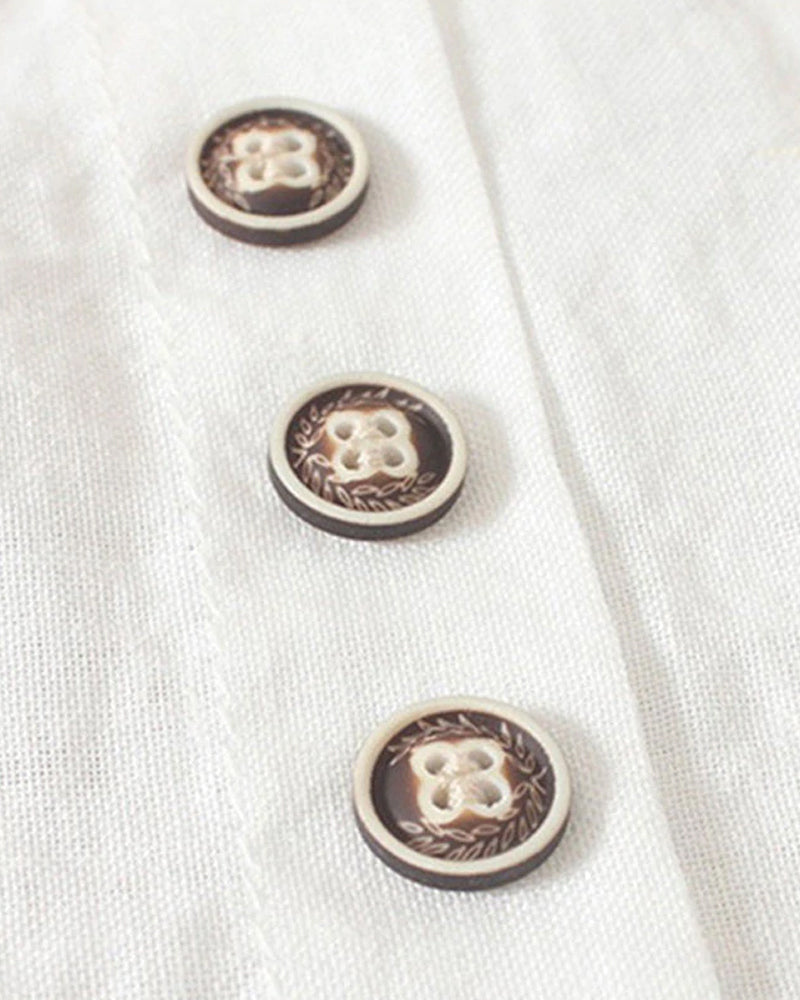 Short Sleeve Cotton Blouse with Button Detail