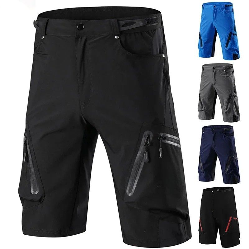 Men’s Mountain Bike Shorts with Zippered Pockets and Adjustable Waist