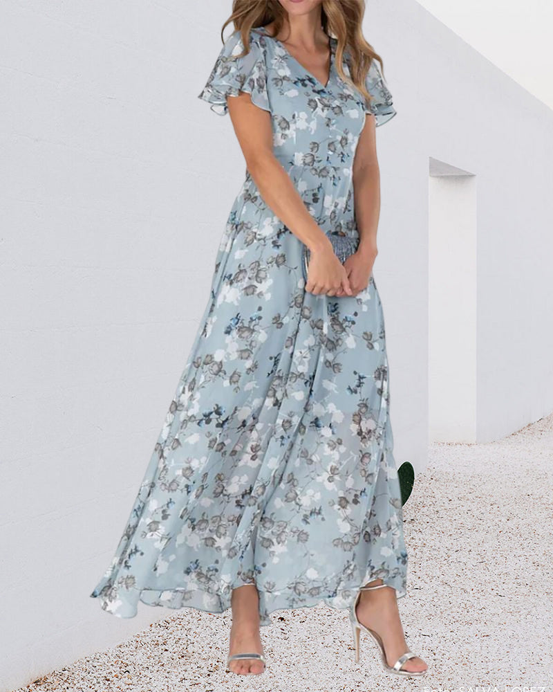 Chic Floral Chiffon Maxi Dress for Summer