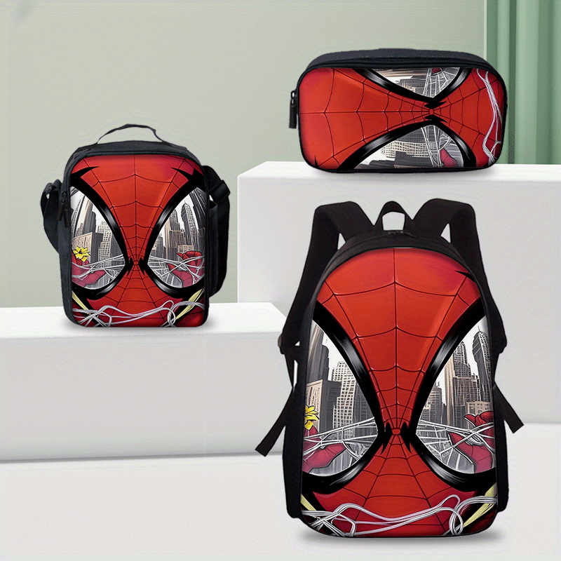 3-Piece Backpack Set with Red Web Design