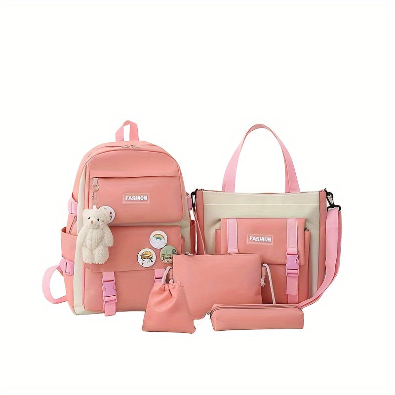 5-Piece Backpack Set with Minimalist Design – Includes Matching Accessories
