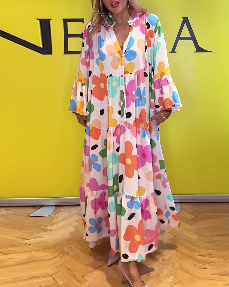 Chic Noa™ Floral Maxi Dress with Bell Sleeves