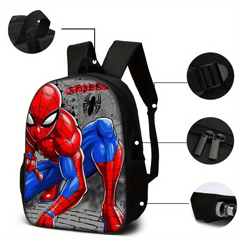 3-Piece Backpack Set with Cartoon Design and Zipper Closures