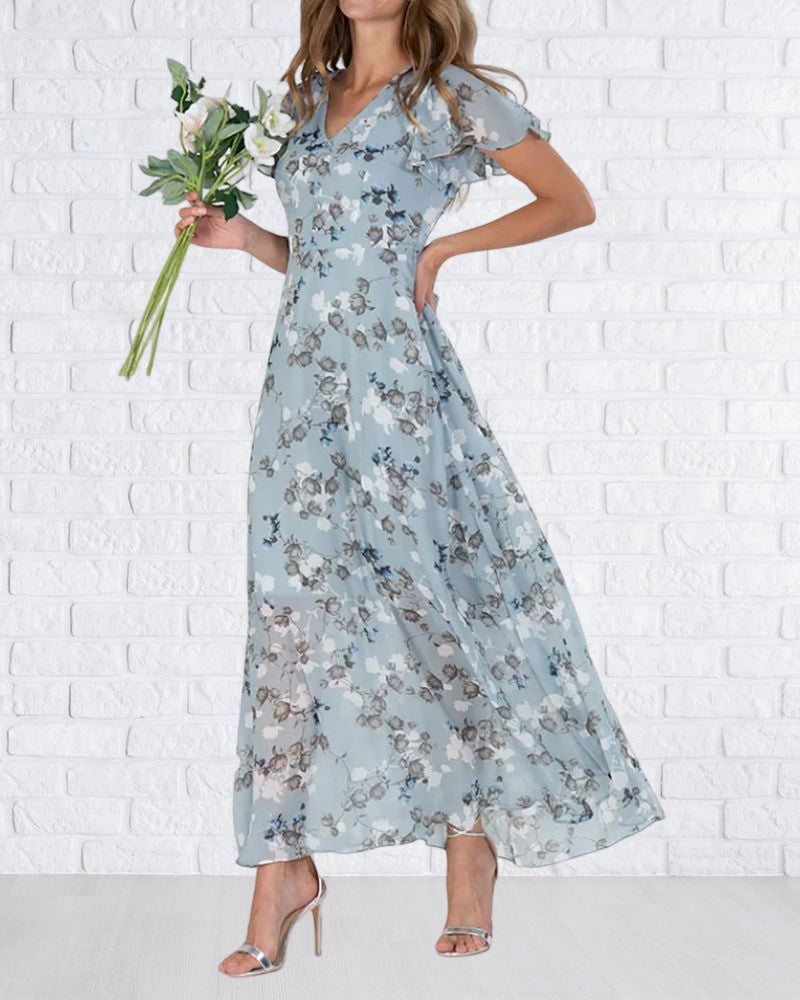 Chic Floral Chiffon Maxi Dress for Summer