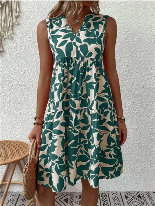 Women's Sleeveless Printed A-Line Summer Dress