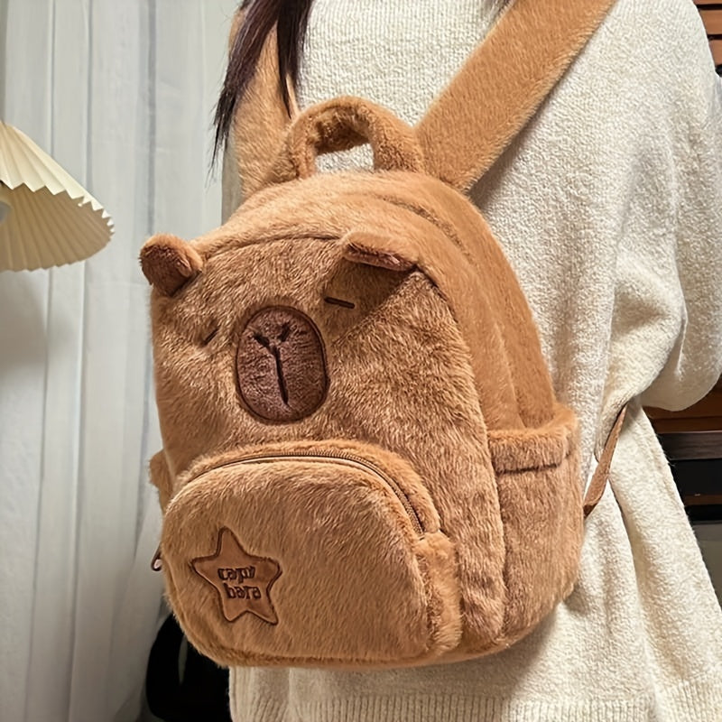 Capybara Plush Backpack – Compact Casual Design