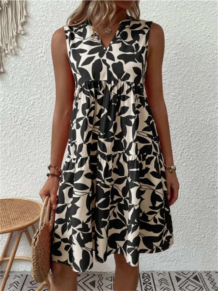 Women's Sleeveless Printed A-Line Summer Dress