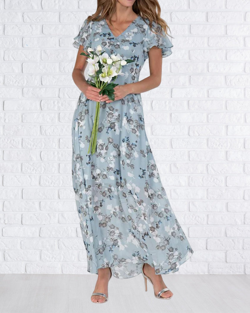 Chic Floral Chiffon Maxi Dress for Summer