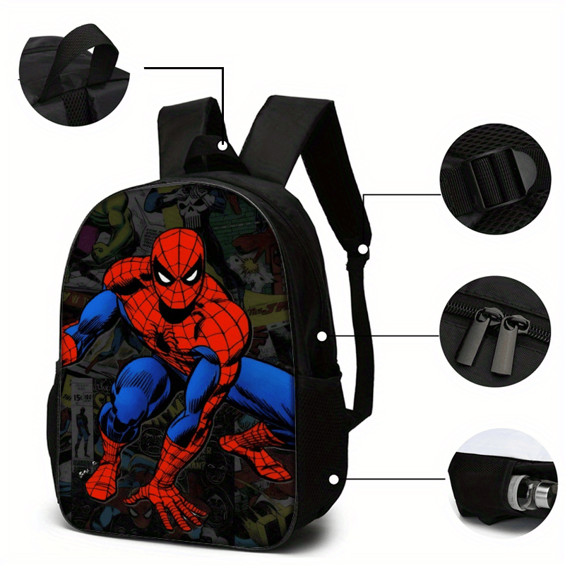 3-Piece Backpack Set with Cartoon Graphic and Zipper Closures